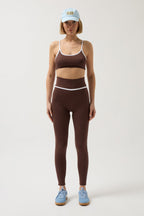 Piping Detail Strappy Brown Bra