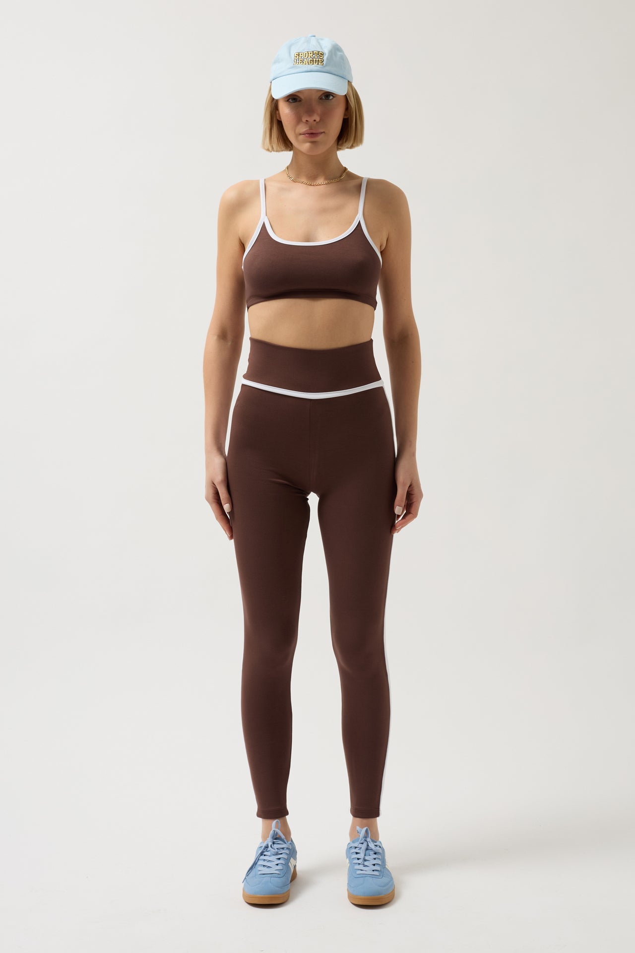 Piping Detail Strappy Brown Bra