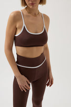 Piping Detail Strappy Brown Bra