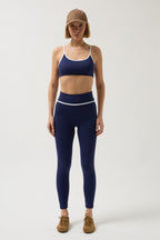 Piping Detail Strappy Navy Bra