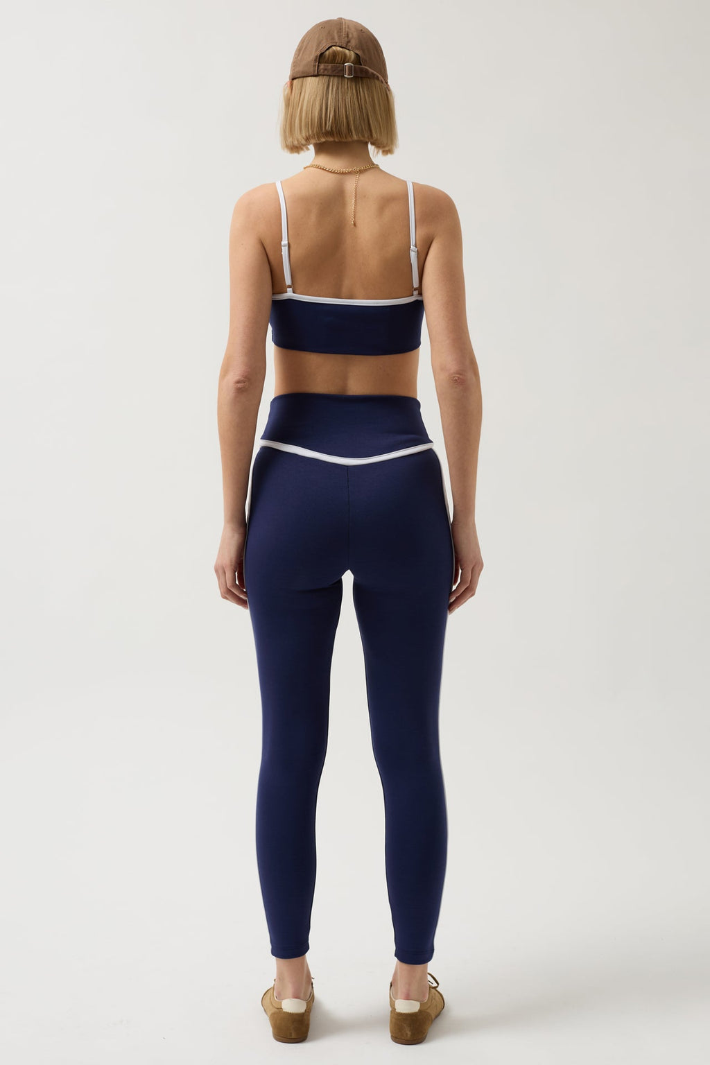 Piping Detail Strappy Navy Bra