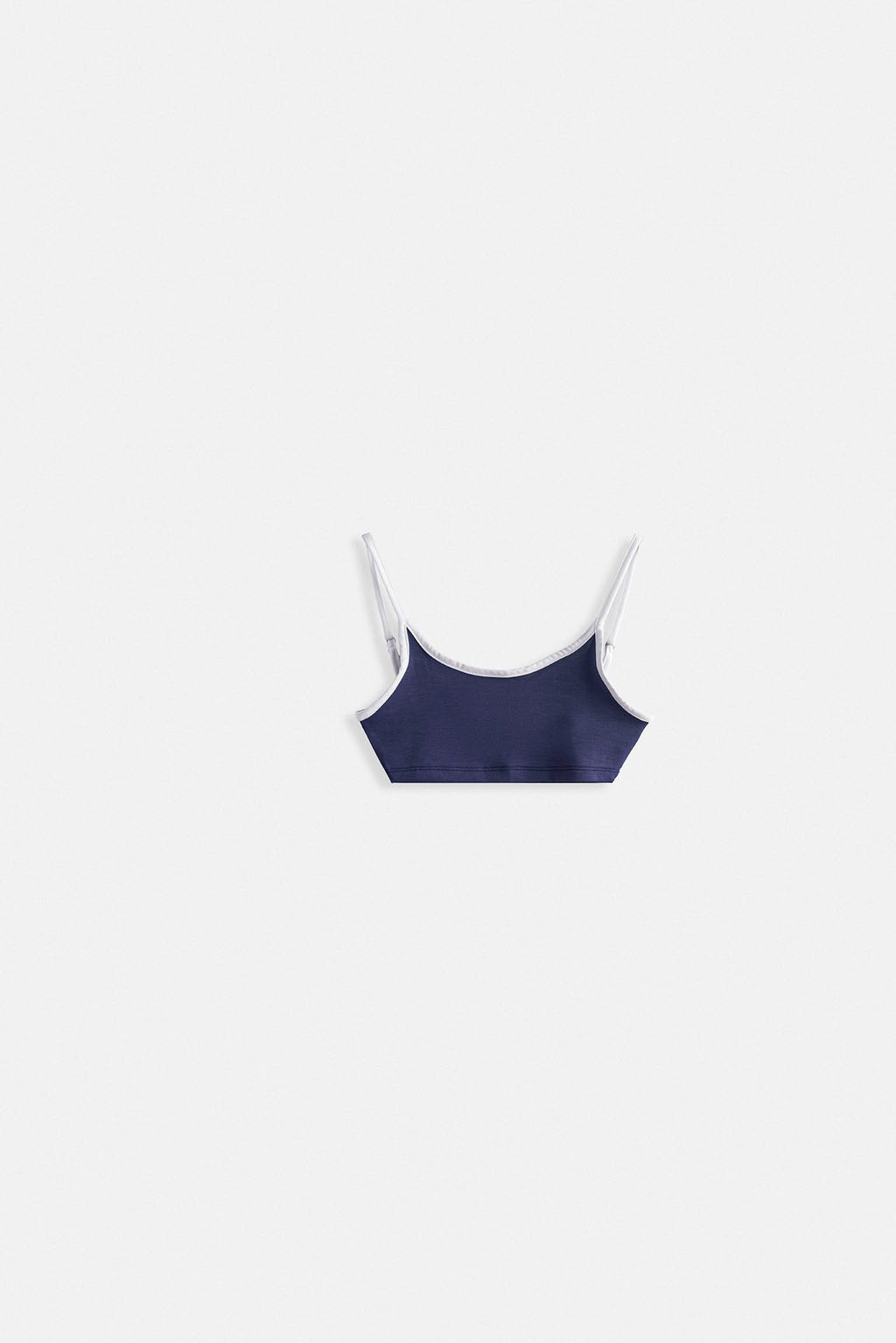 Piping Detail Strappy Navy Bra