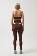 Piping Detail High Waist Brown Leggings
