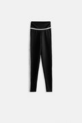 Piping Detail High Waist Black Leggings