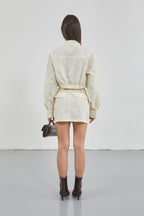 Pocket Detail Parasut Ecru Crop Jacket