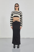 Waist Tie Maxi Black Skirt