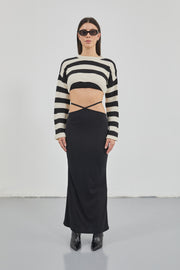 Waist Tie Maxi Black Skirt