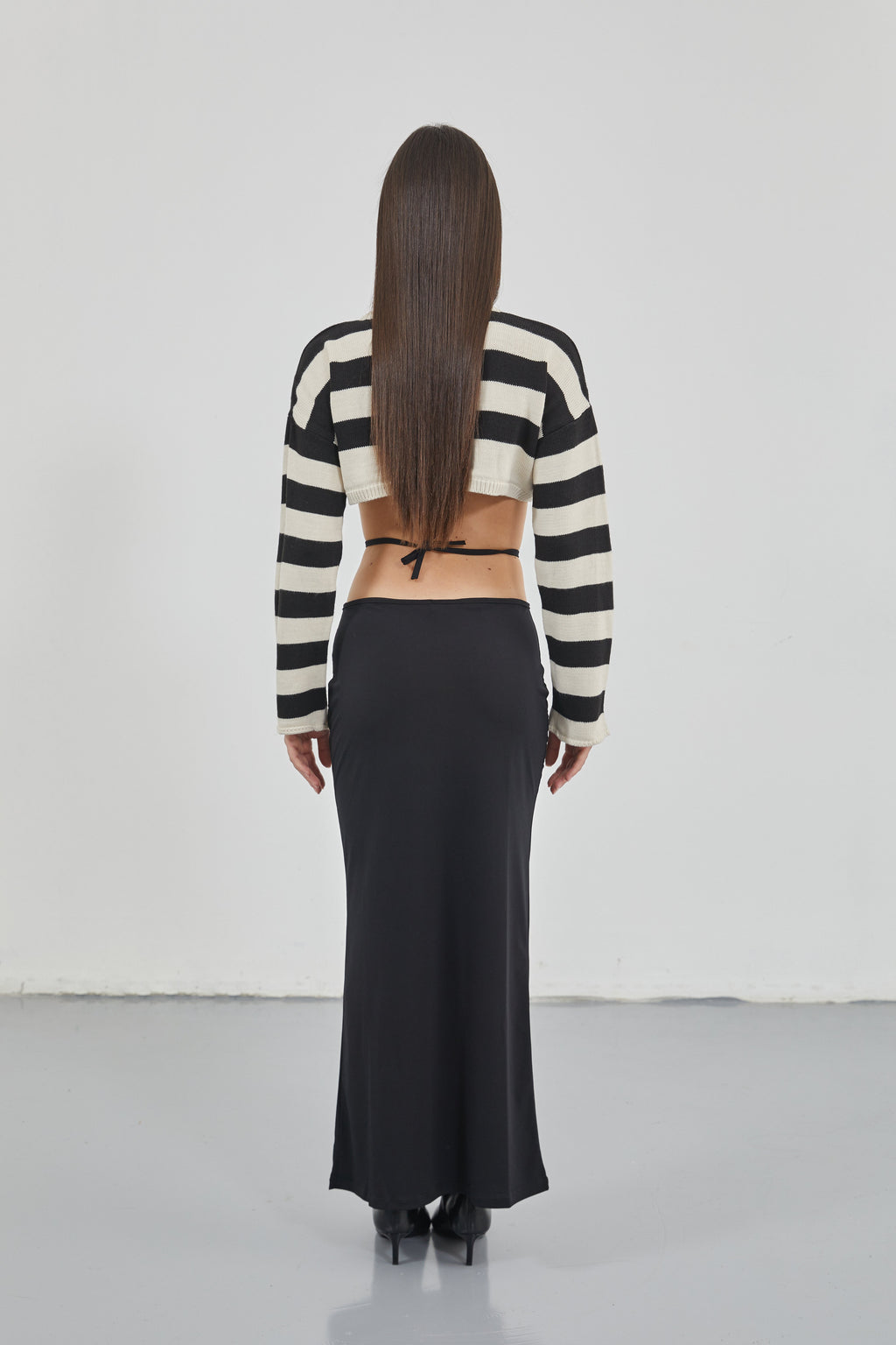 Waist Tie Maxi Black Skirt