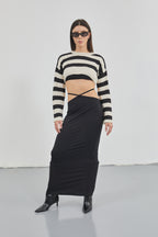 Waist Tie Maxi Black Skirt