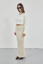Low Waist Maxi Length Beige Skirt