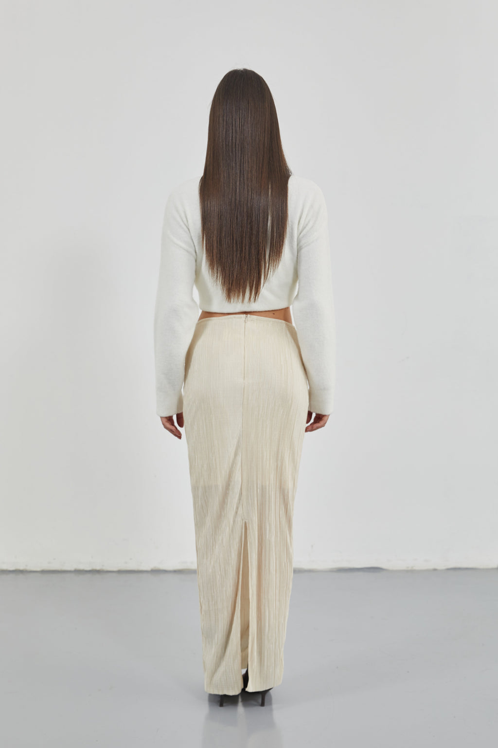 Low Waist Maxi Length Beige Skirt