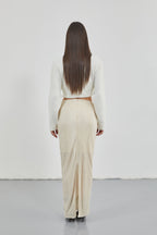 Low Waist Maxi Length Beige Skirt