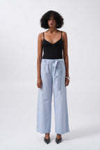 Sash Detail Striped Blue Pants