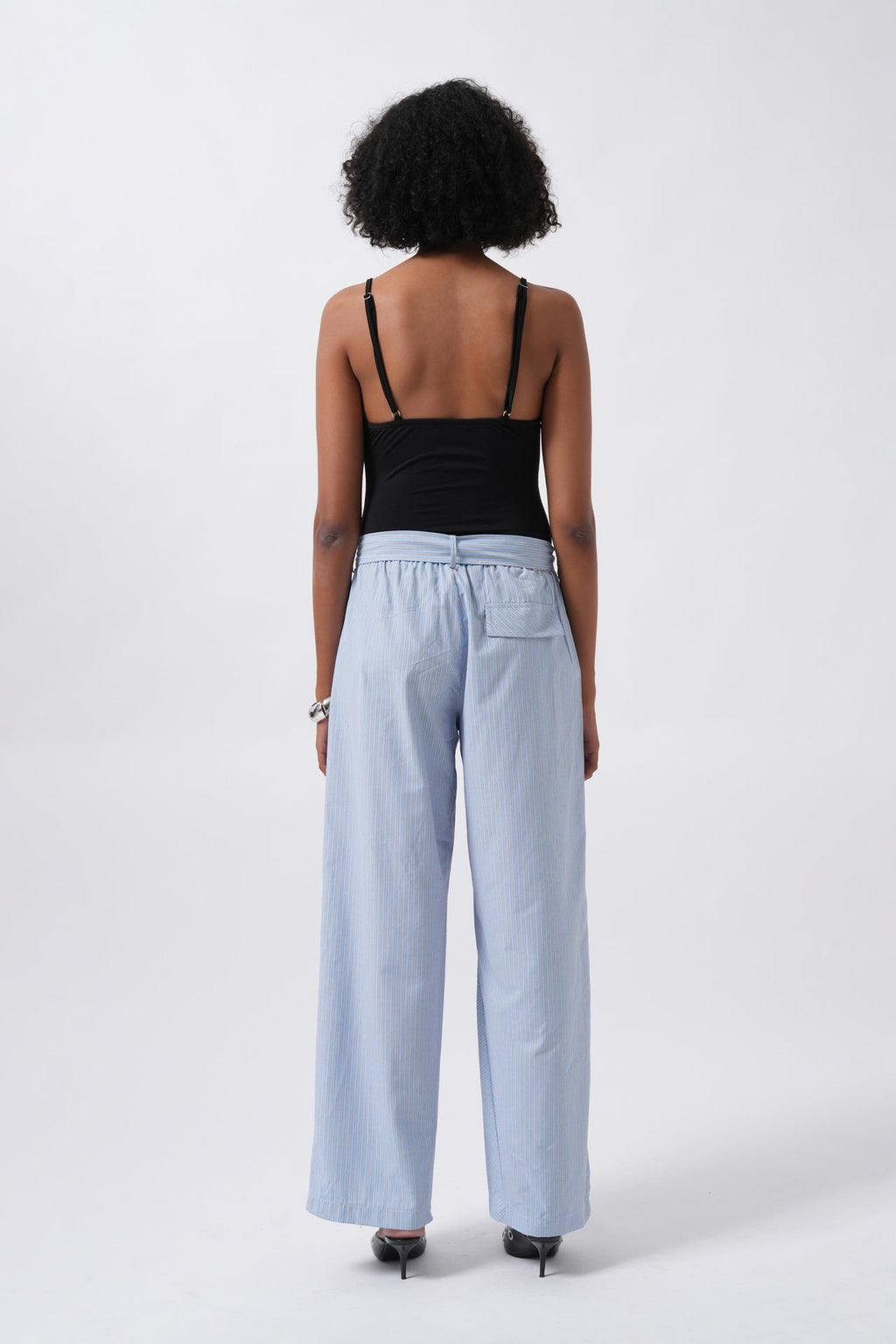 Sash Detail Striped Blue Pants