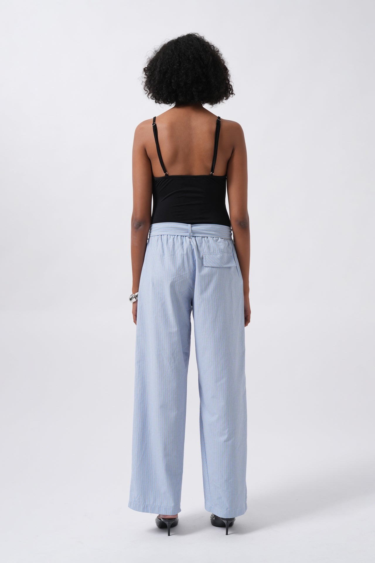 Sash Detail Striped Blue Pants