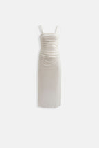 Slit Detail Back Cutout White Dress