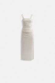 Slit Detail Backless White Dress