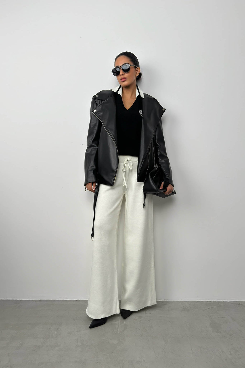 Wide-Leg Knit Sweatpants