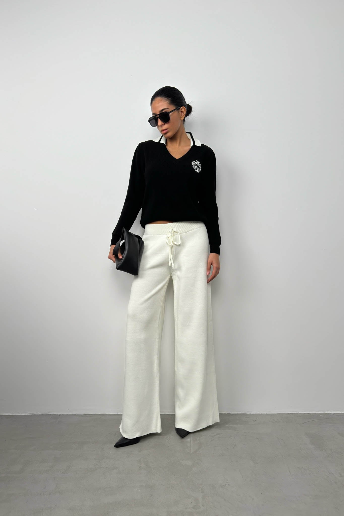 Wide-Leg Knit Sweatpants