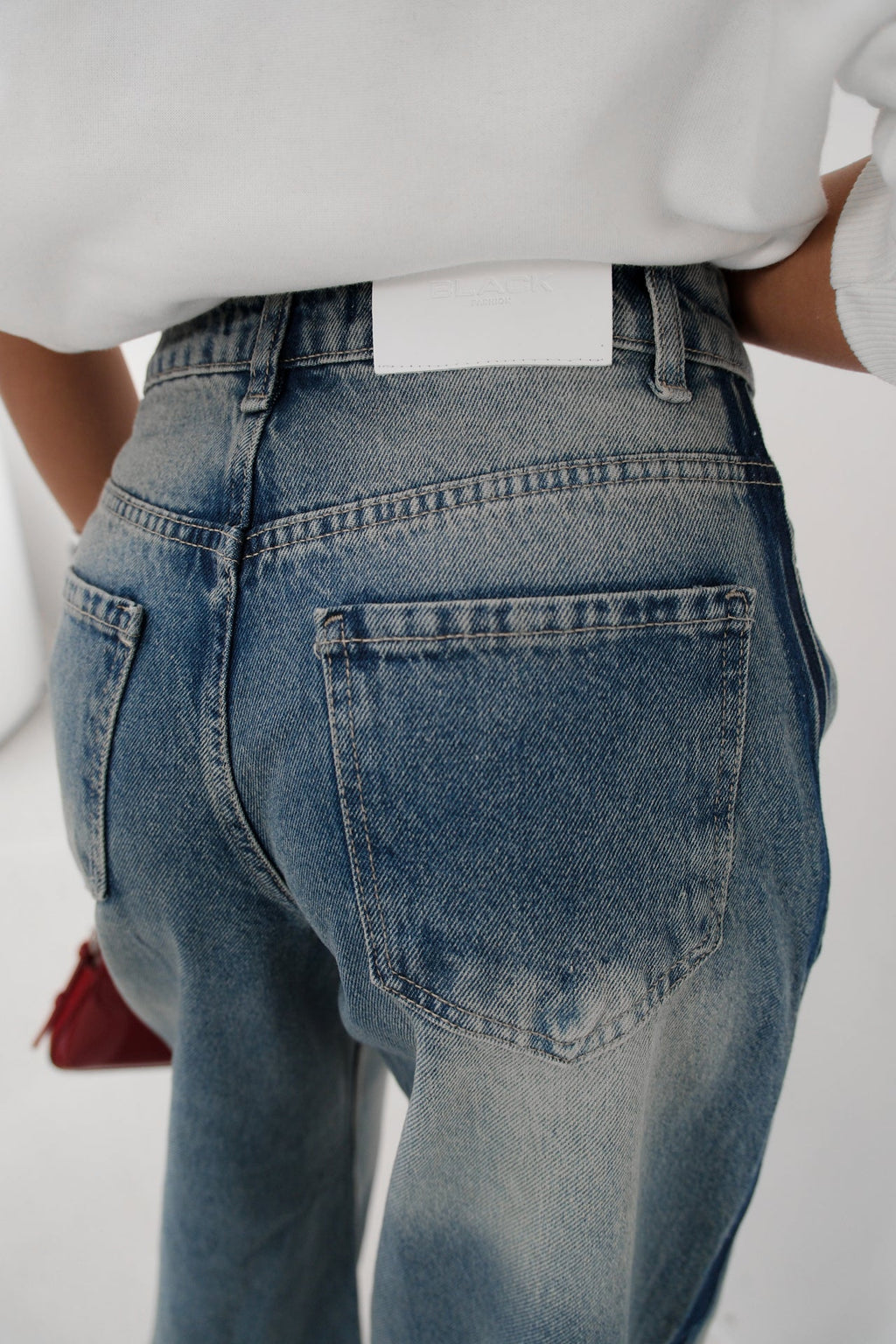 Wide Leg Washed Blue Jeans