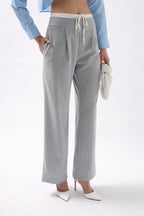Boxer Detail Lace-Up Gray Pants