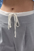 Boxer Detail Lace-Up Gray Pants