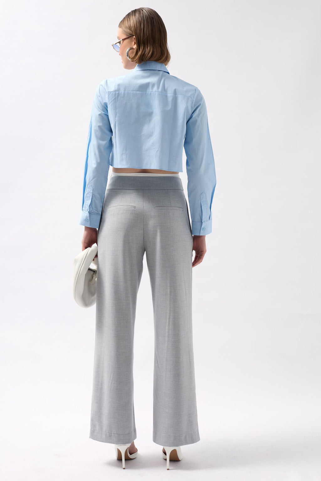 Boxer Detail Lace-Up Gray Pants