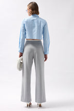 Boxer Detail Lace-Up Gray Pants