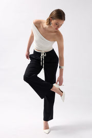 Boxer Detail Laced Black Trousers