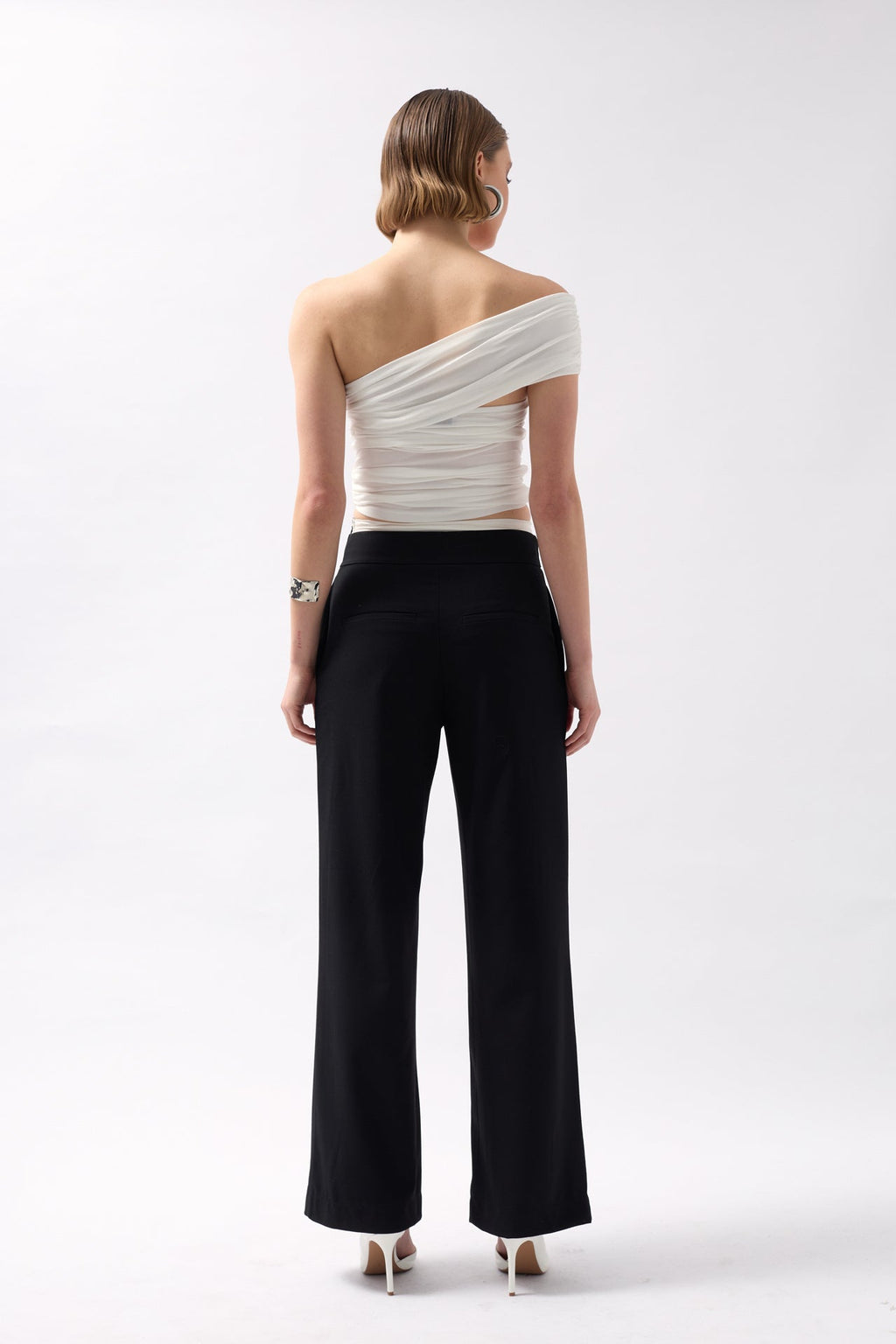 Boxer Detail Lace-Up Black Pants
