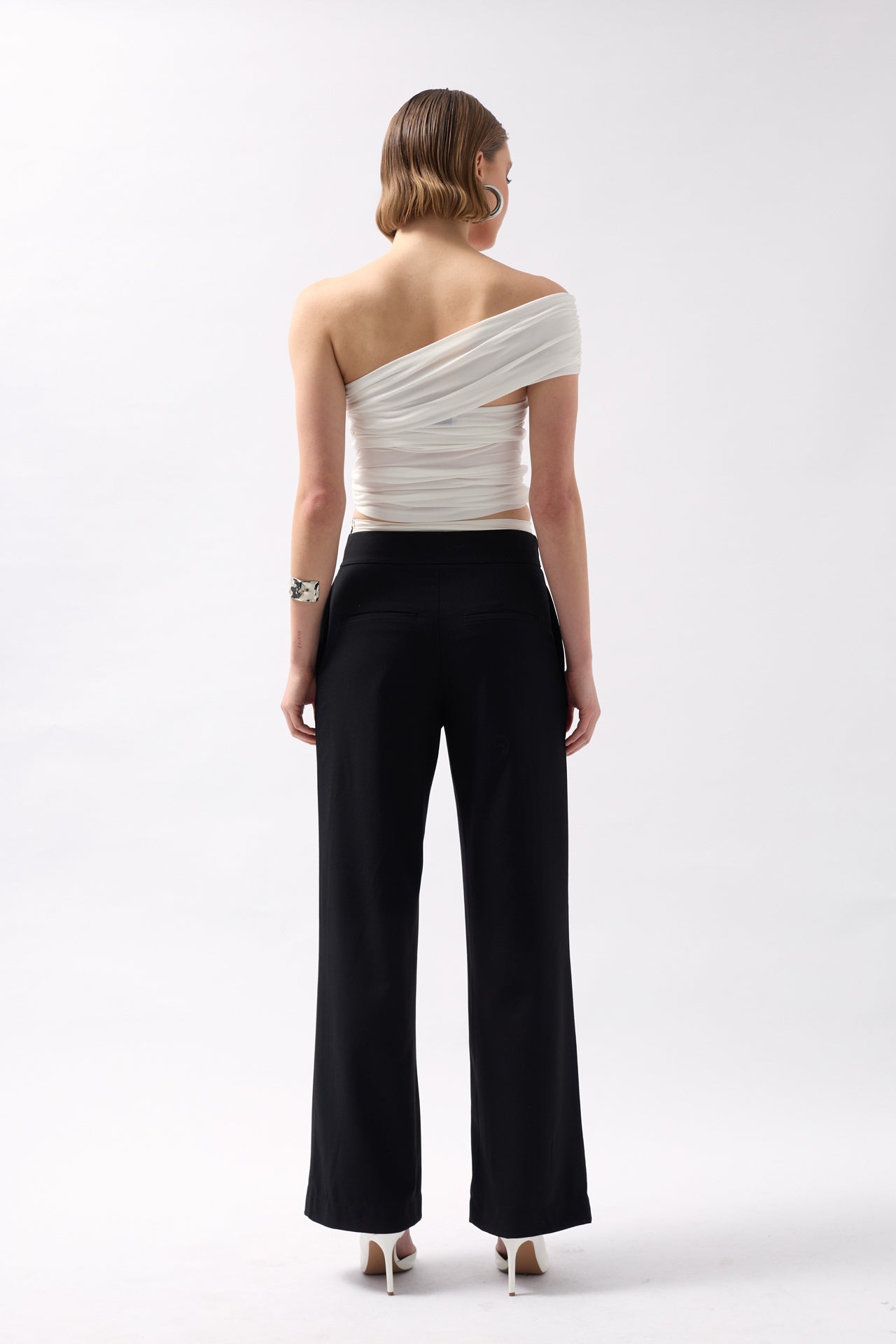 Boxer Detail Lace-Up Black Pants