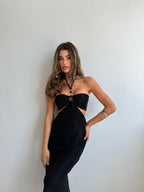 Neck Tieli Black Maxi Dress