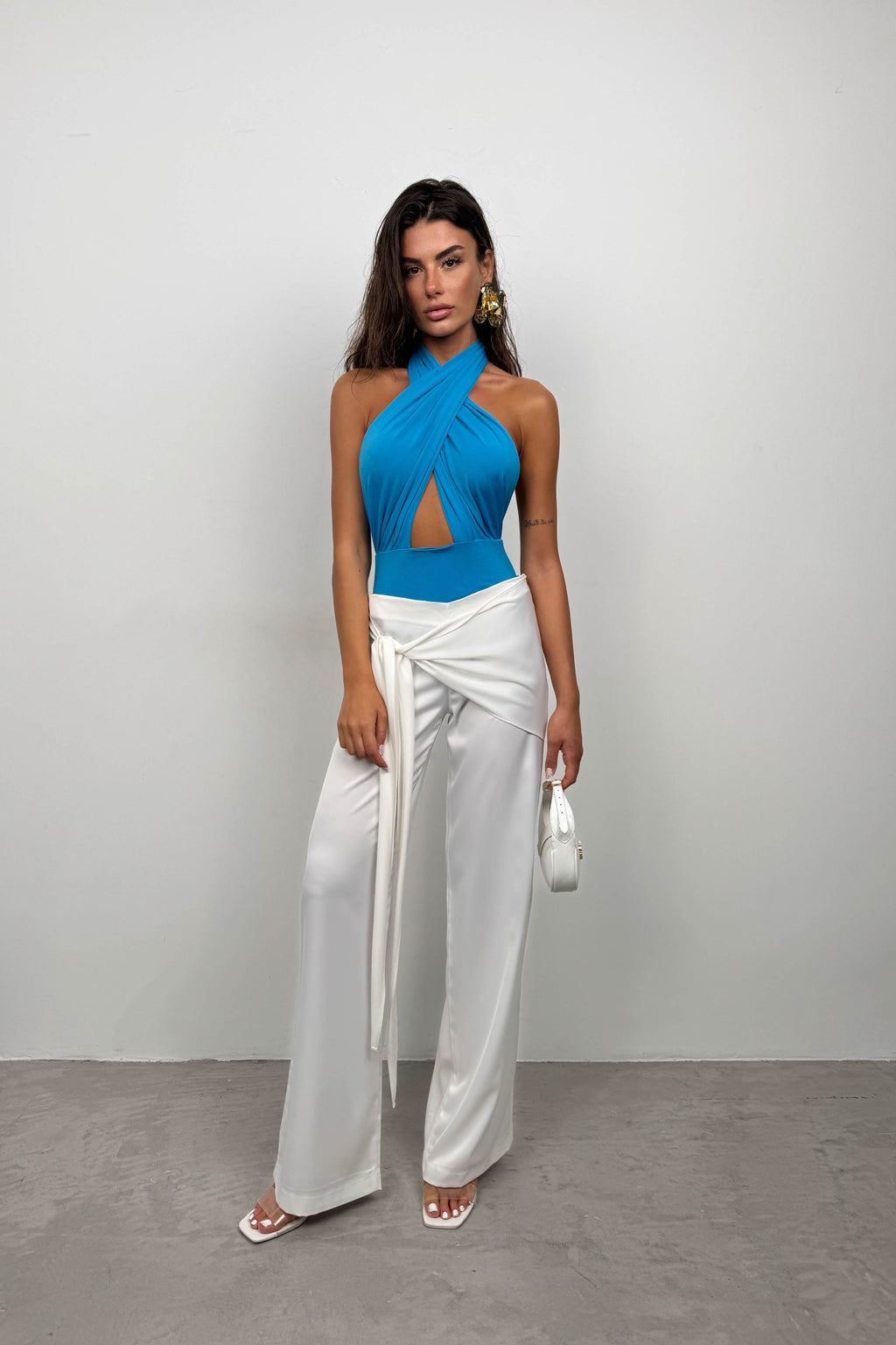 Neck Strap Blue Bodysuit