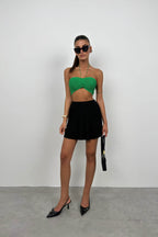 Neck Band Ruched Green Crop