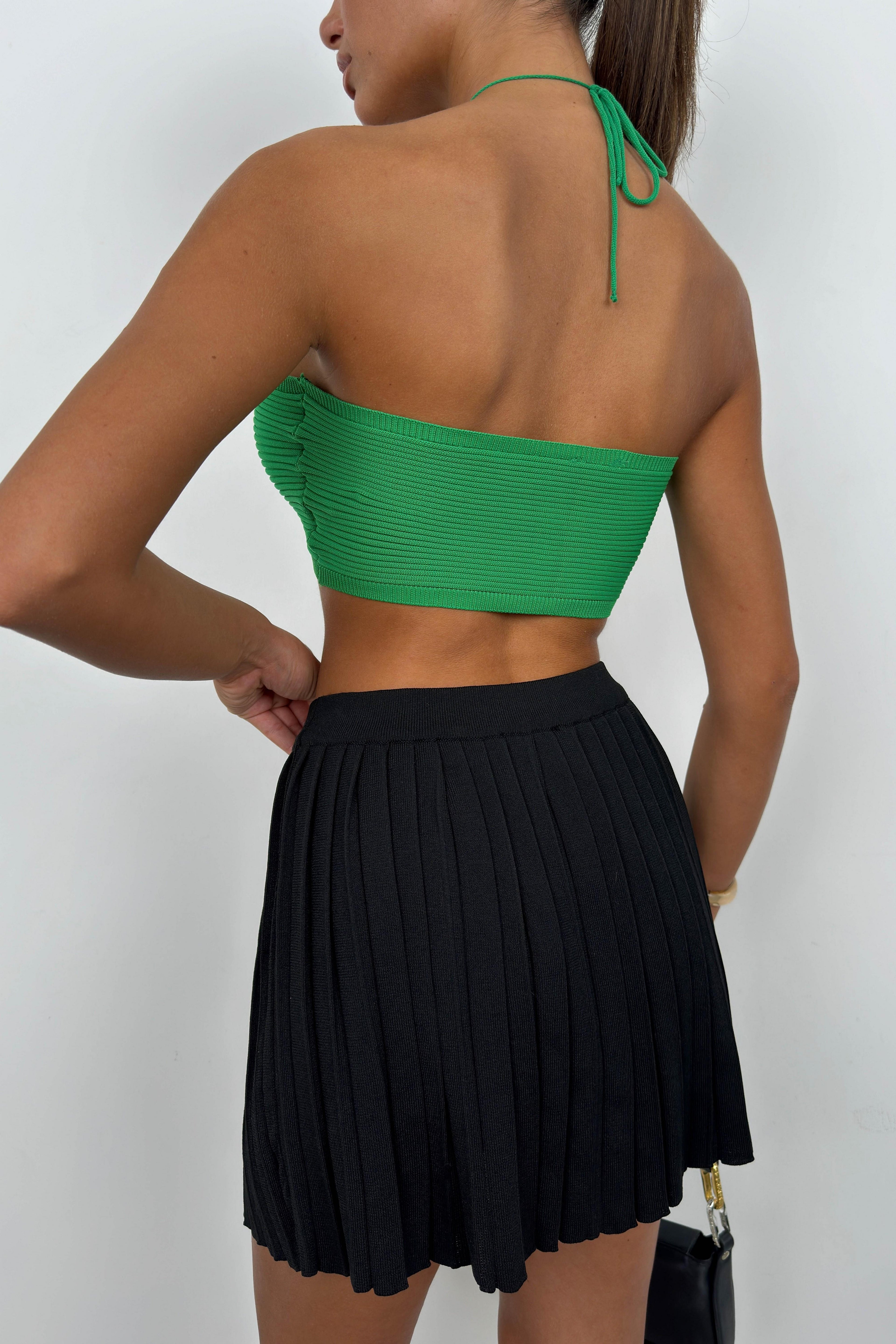 Neck Band Ruched Green Crop