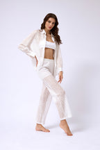 Embroidered White Shirt Pants Set