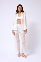 Embroidered White Shirt Pants Set