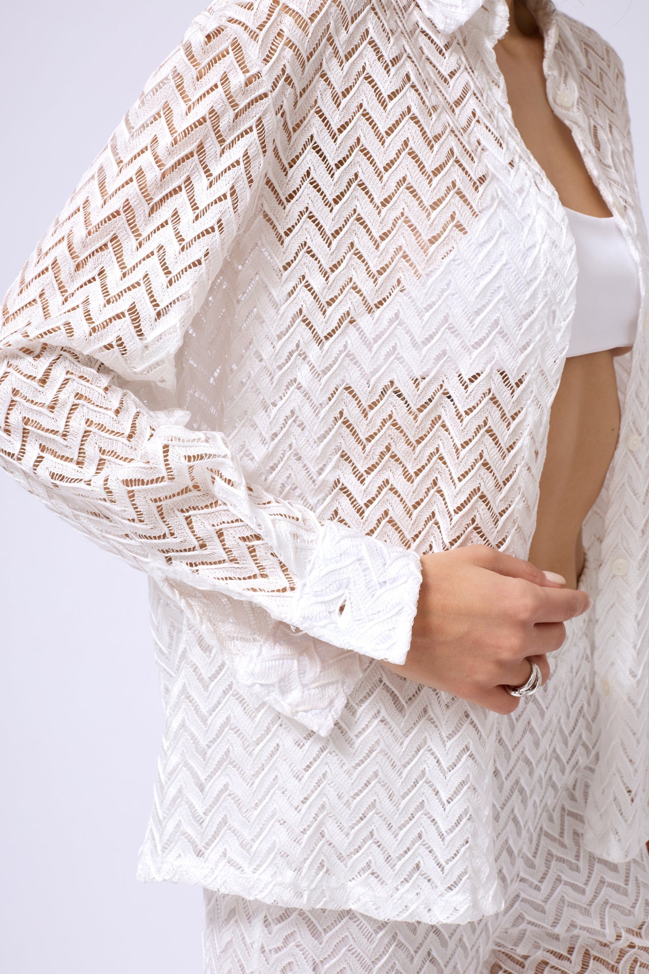 Embroidered White Shirt Pants Set