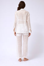 Embroidered White Shirt Pants Set