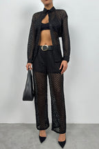 Embroidered Black Shirt Pants Set