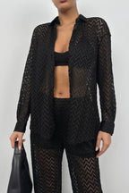 Embroidered Black Shirt Pants Set