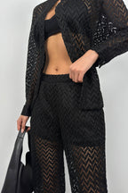 Embroidered Black Shirt Pants Set