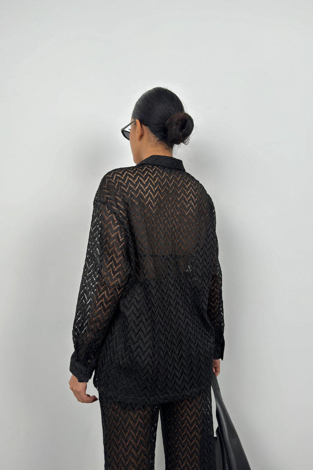 Embroidered Black Shirt Pants Set
