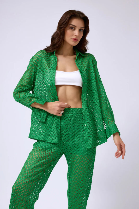 Brode Green Shirt Trousers Set