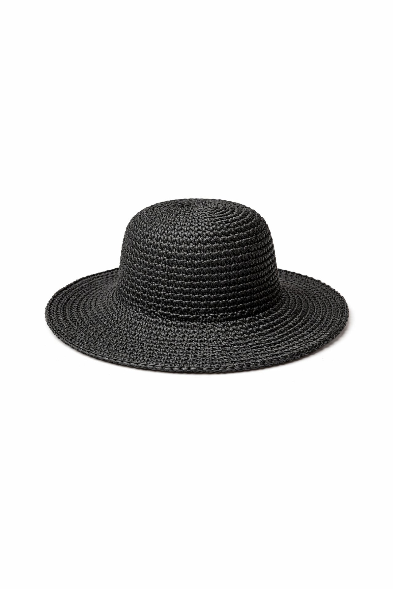 Black Bucket Straw Hat