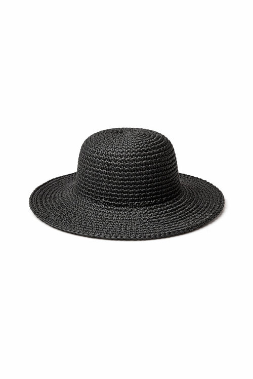 Black Bucket Straw Hat