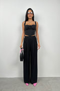 Ruched Detail Underwire Black Corset