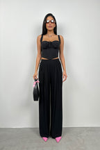 Ruched Detail Underwire Black Corset
