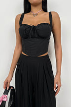Ruched Detail Underwire Black Corset