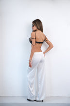 Ruched Detay Double Strappy Black Bustier